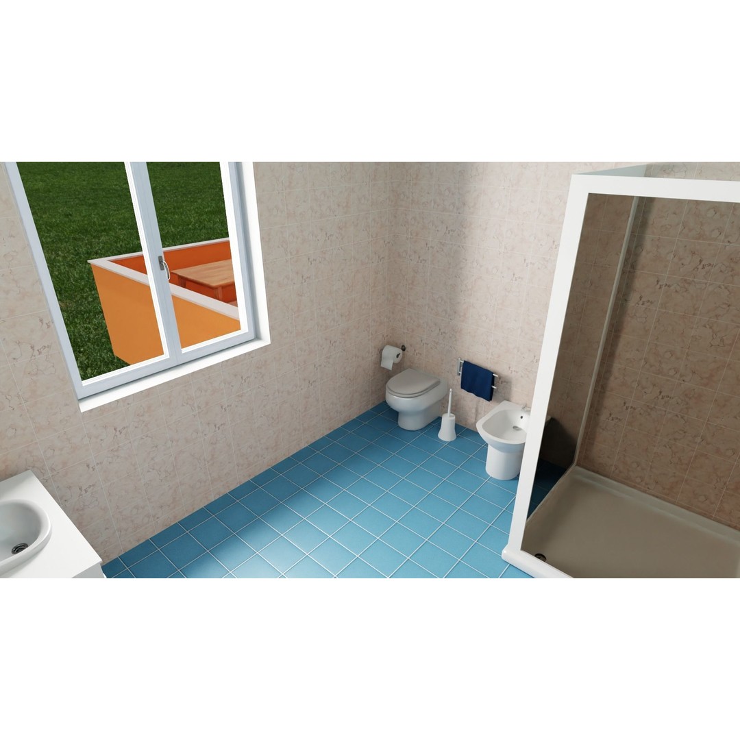 Classic House 3D Model – Low Poly Urban Design with Furniture - View 11
