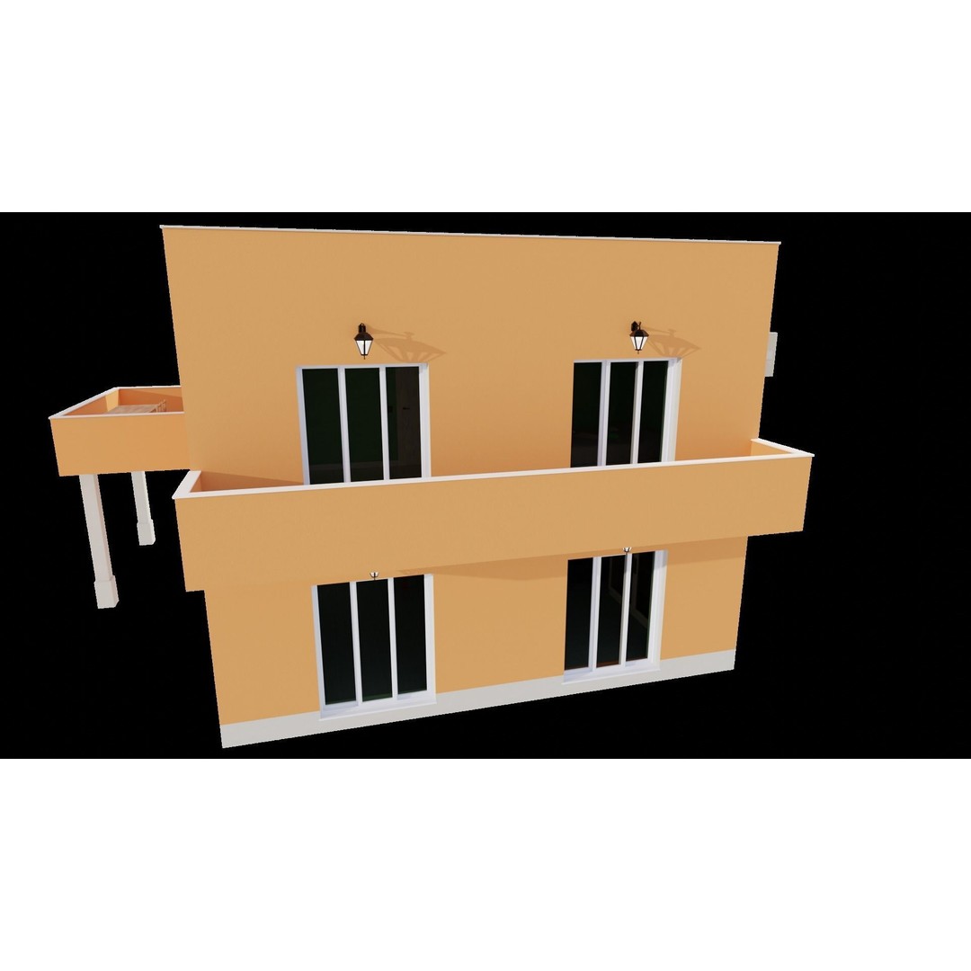 Classic House 3D Model – Low Poly Urban Design with Furniture - View 13
