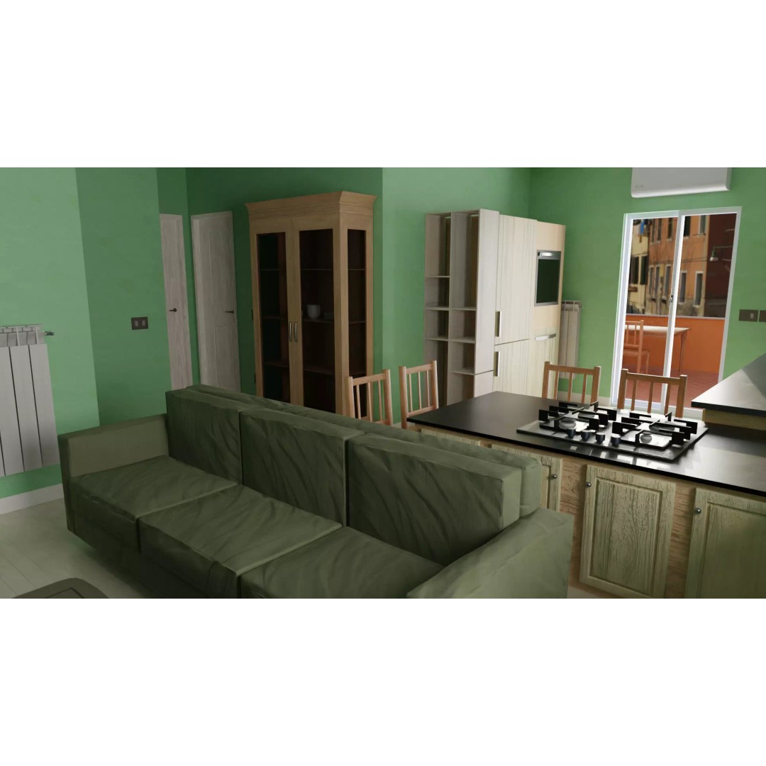 Classic House 3D Model – Low Poly Urban Design with Furniture - View 2