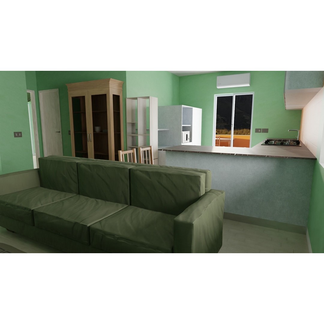 Classic House 3D Model – Low Poly Urban Design with Furniture - View 5
