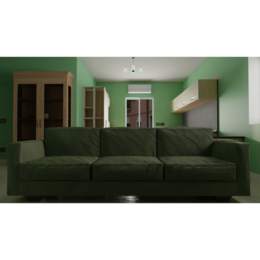 Classic House 3D Model – Low Poly Urban Design with Furniture - View 6