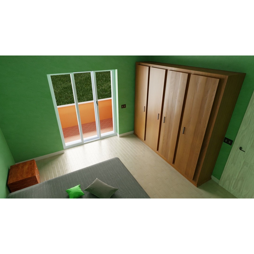 Classic House 3D Model – Low Poly Urban Design with Furniture - View 8