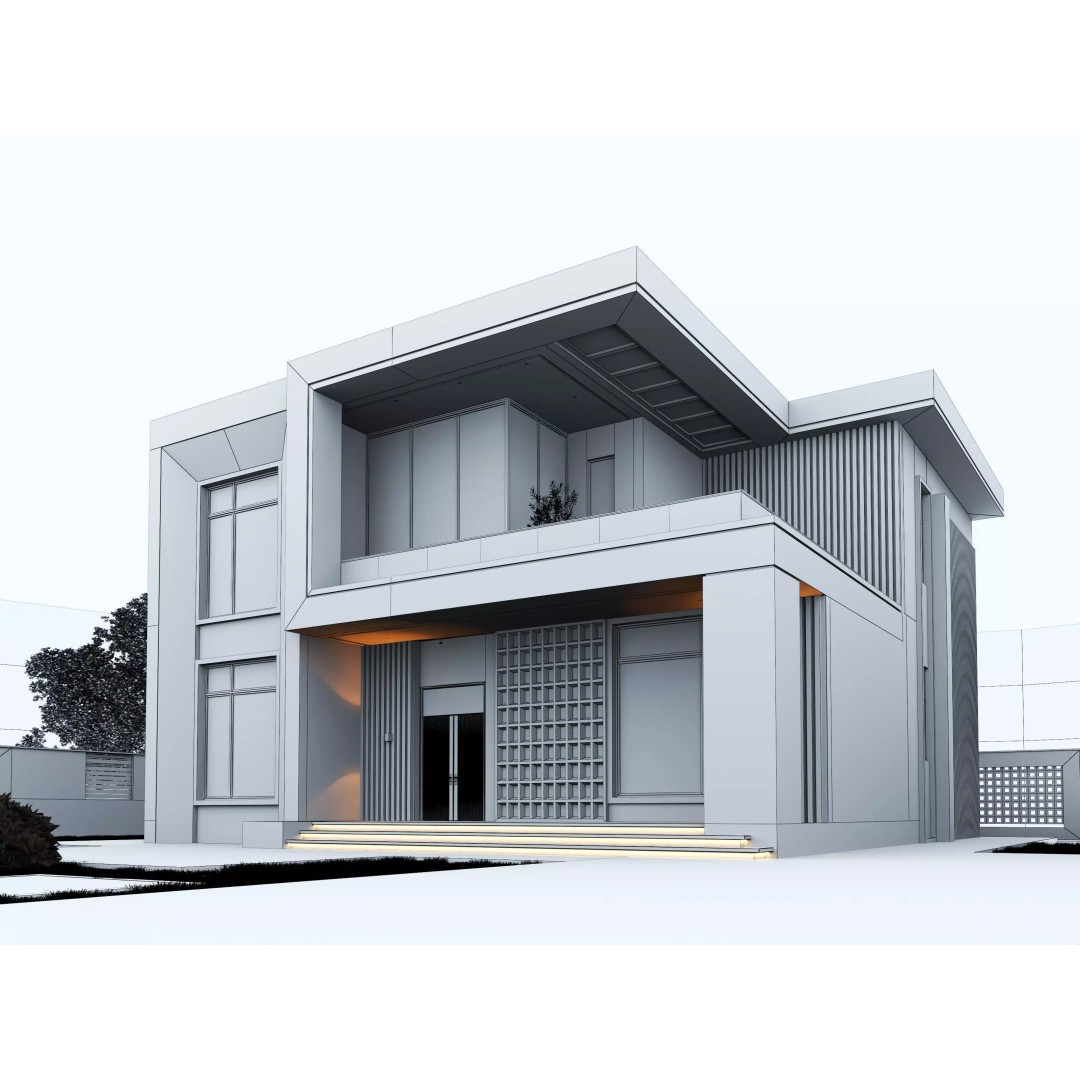 House 3D Model – Architectural Exterior with PBR Textures, FBX & OBJ - View 16