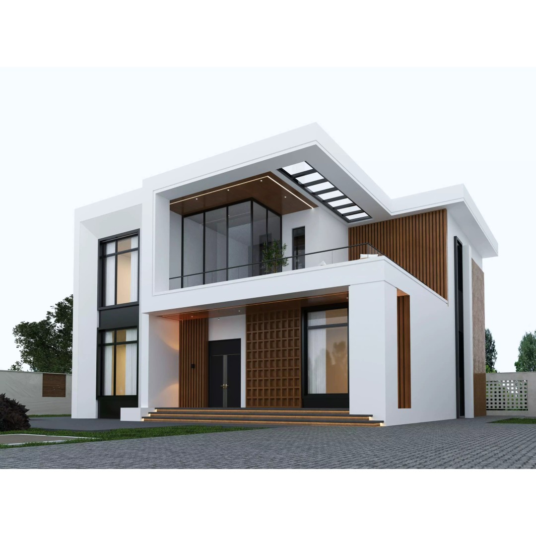 House 3D Model – Architectural Exterior with PBR Textures, FBX & OBJ - View 2