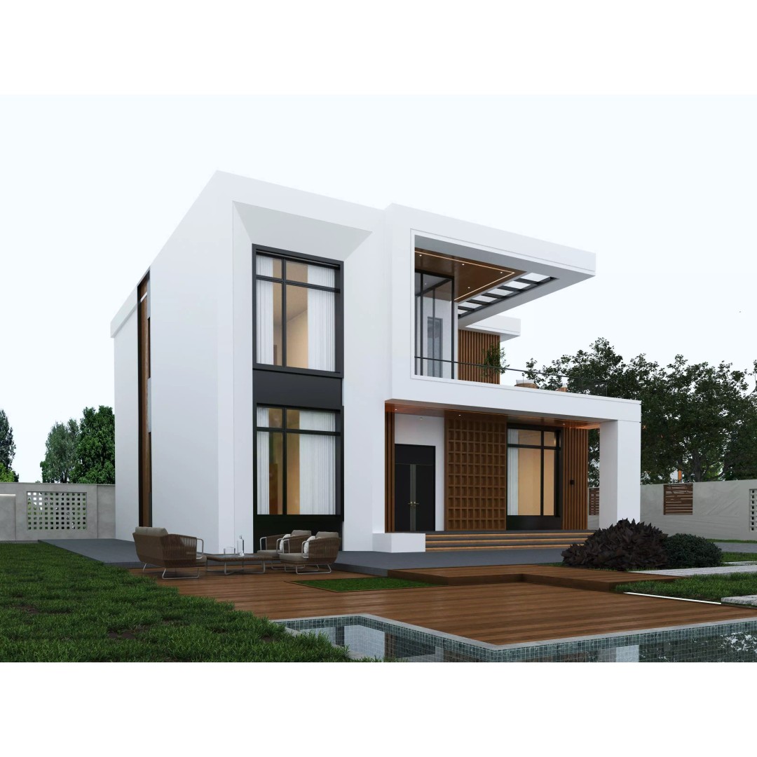 House 3D Model – Architectural Exterior with PBR Textures, FBX & OBJ - View 5
