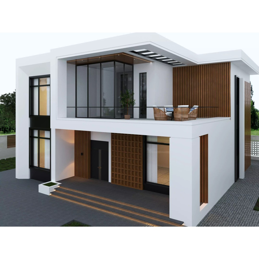 House 3D Model – Architectural Exterior with PBR Textures, FBX & OBJ - View 8