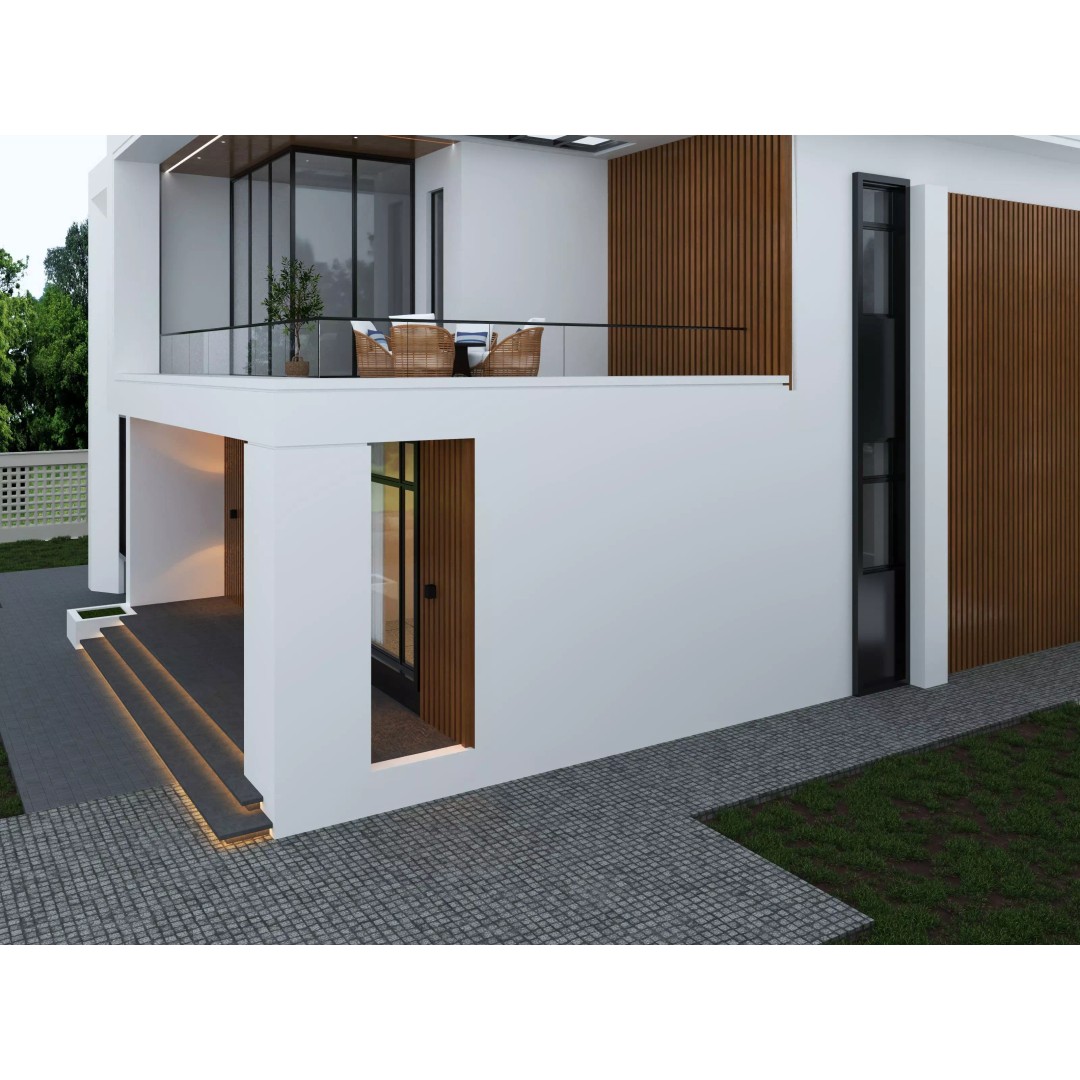 House 3D Model – Architectural Exterior with PBR Textures, FBX & OBJ - View 9
