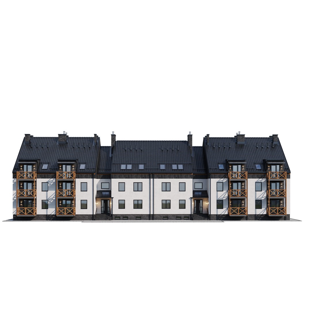 Apartment House 3D Model – Modern Exterior Design, FBX, PBR Ready - View 10