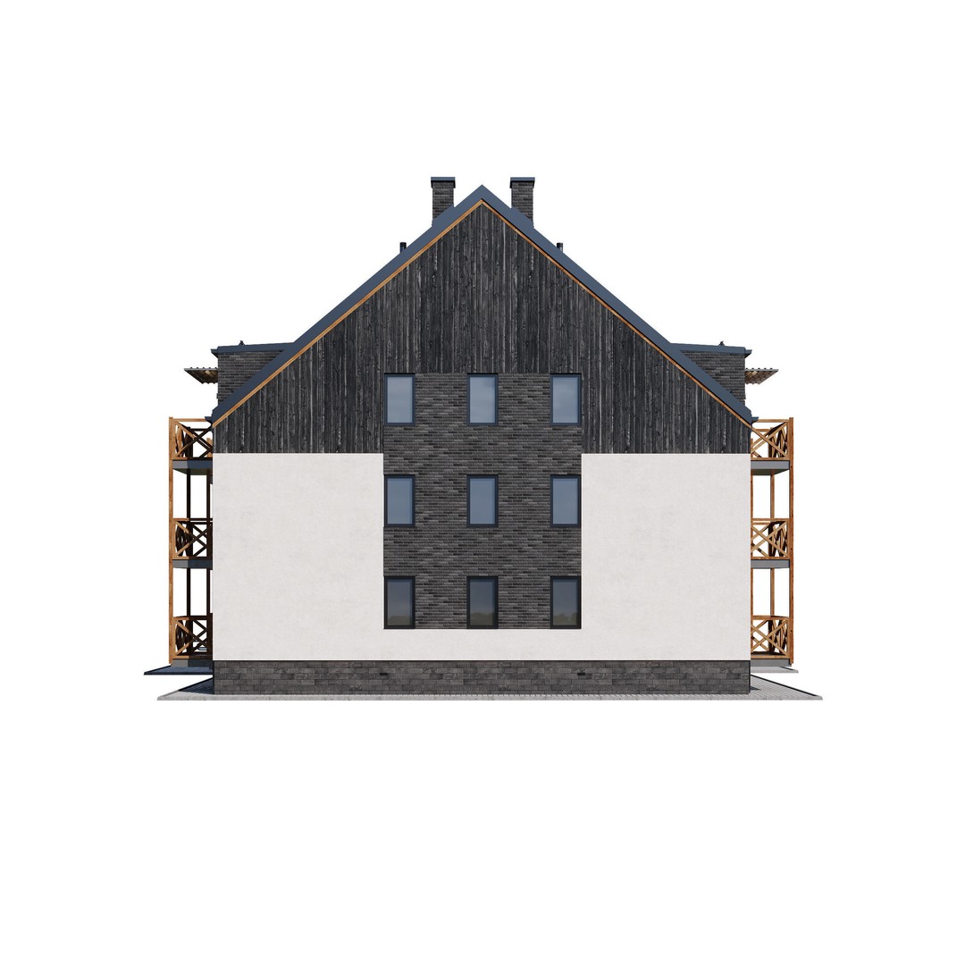 Apartment House 3D Model – Modern Exterior Design, FBX, PBR Ready - View 11