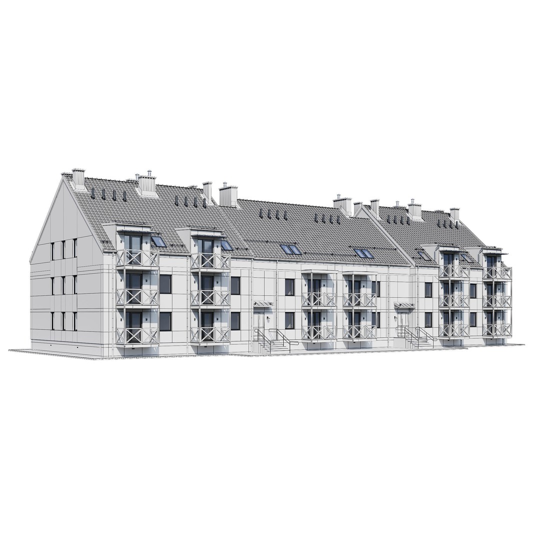Apartment House 3D Model – Modern Exterior Design, FBX, PBR Ready - View 15