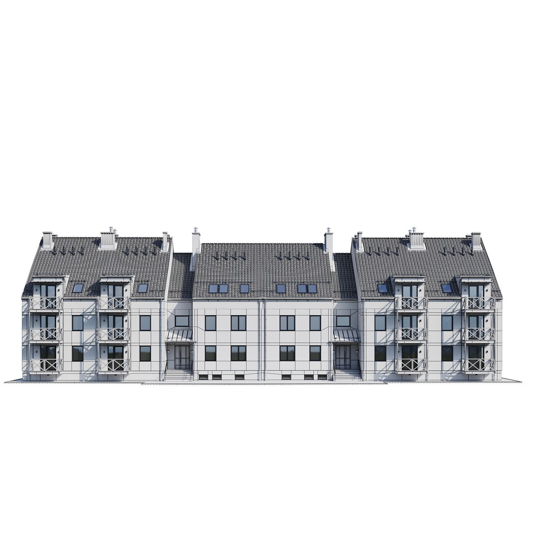 Apartment House 3D Model – Modern Exterior Design, FBX, PBR Ready - View 20