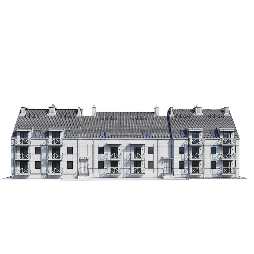 Apartment House 3D Model – Modern Exterior Design, FBX, PBR Ready - View 22