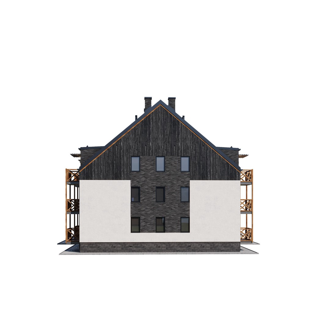 Apartment House 3D Model – Modern Exterior Design, FBX, PBR Ready - View 8
