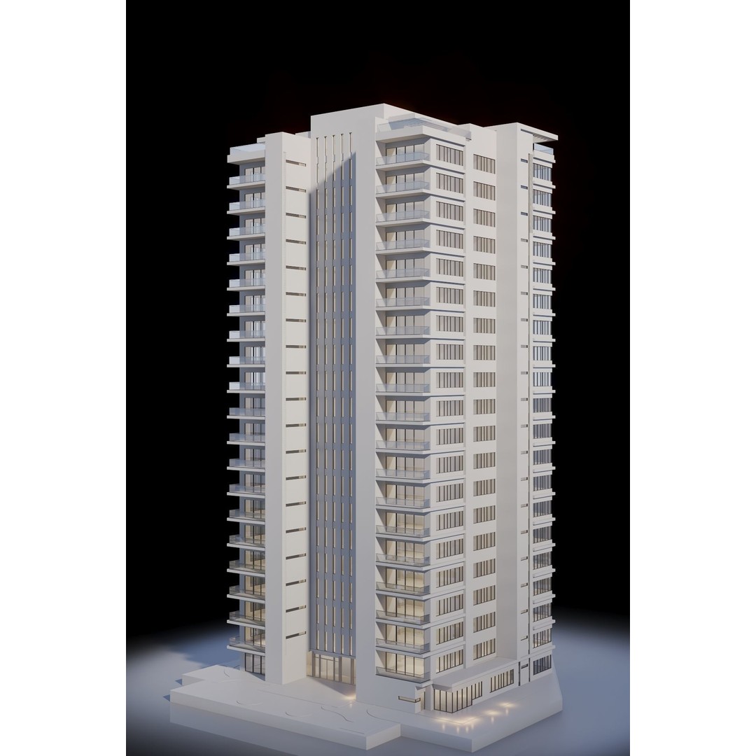 Modern Apartments Building 3D Model – Contemporary Design, FBX, Archviz - View 10