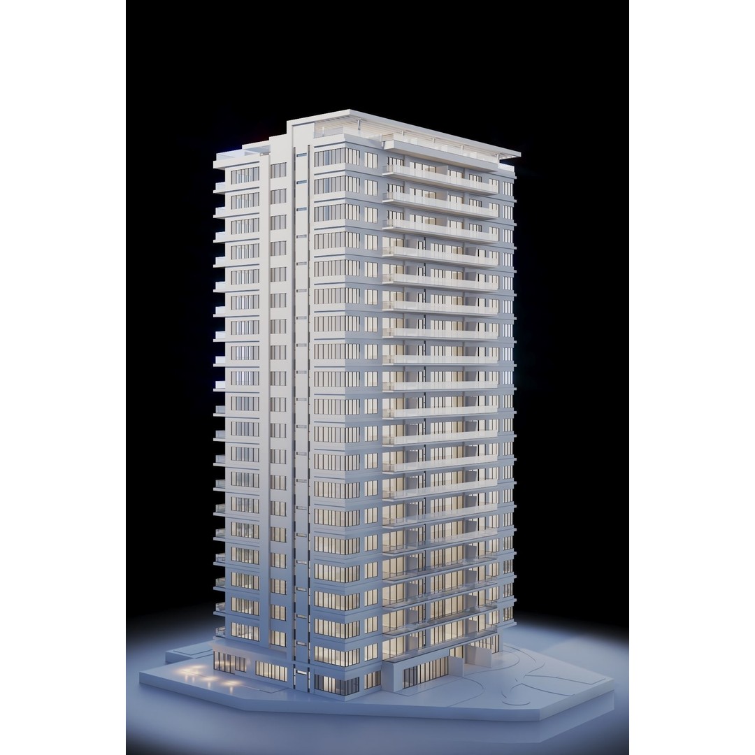 Modern Apartments Building 3D Model – Contemporary Design, FBX, Archviz - View 12