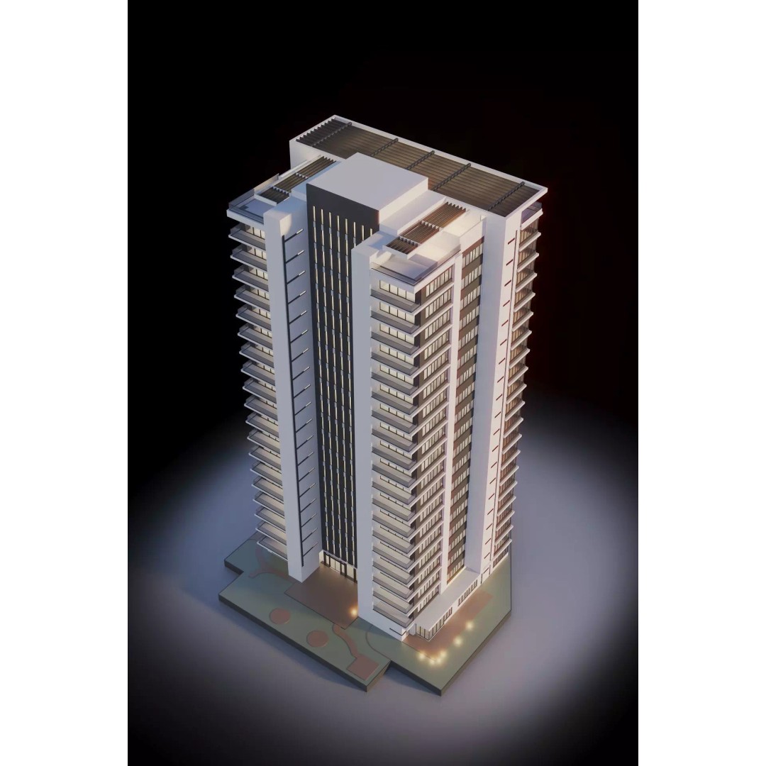 Modern Apartments Building 3D Model – Contemporary Design, FBX, Archviz - View 2