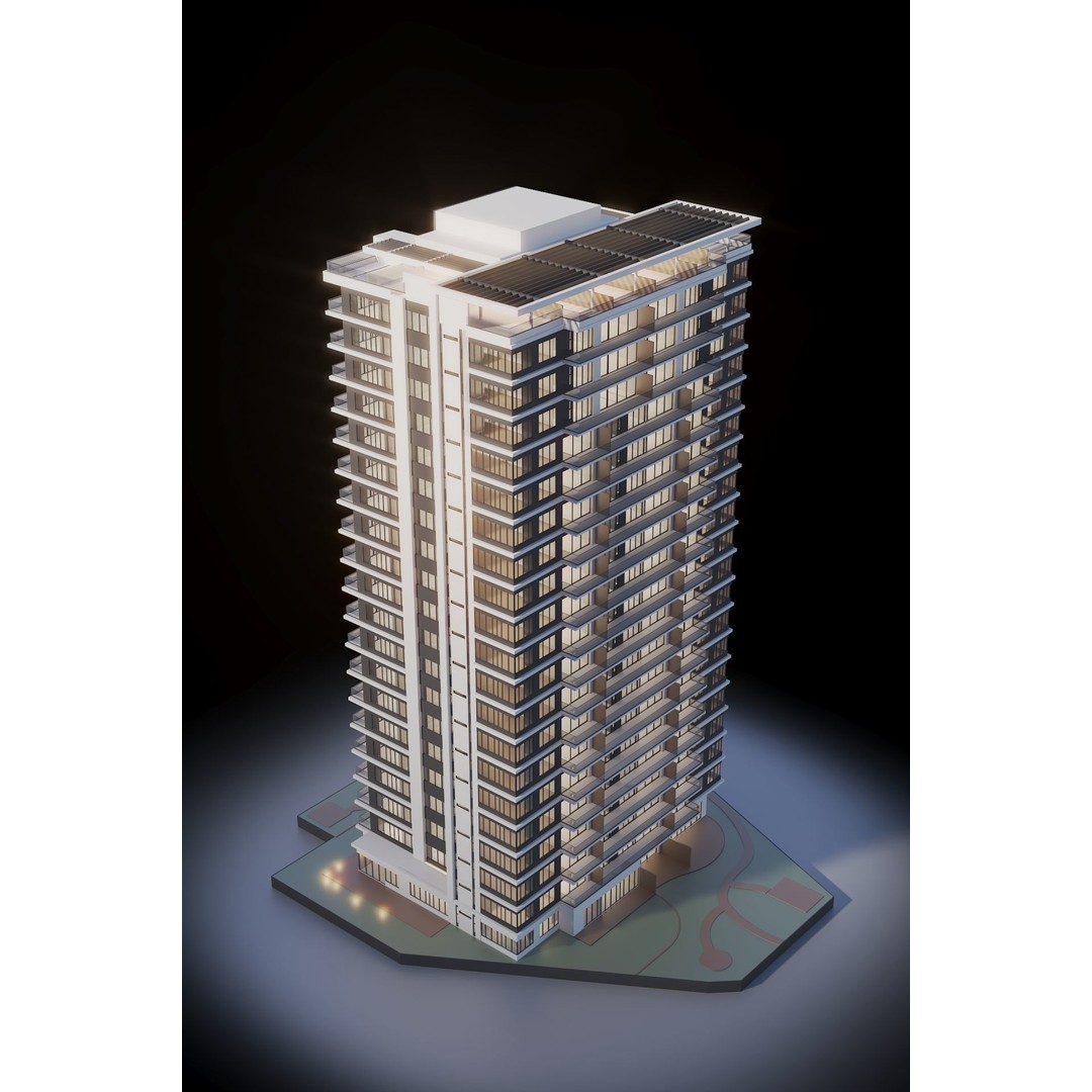 Modern Apartments Building 3D Model – Contemporary Design, FBX, Archviz - View 3