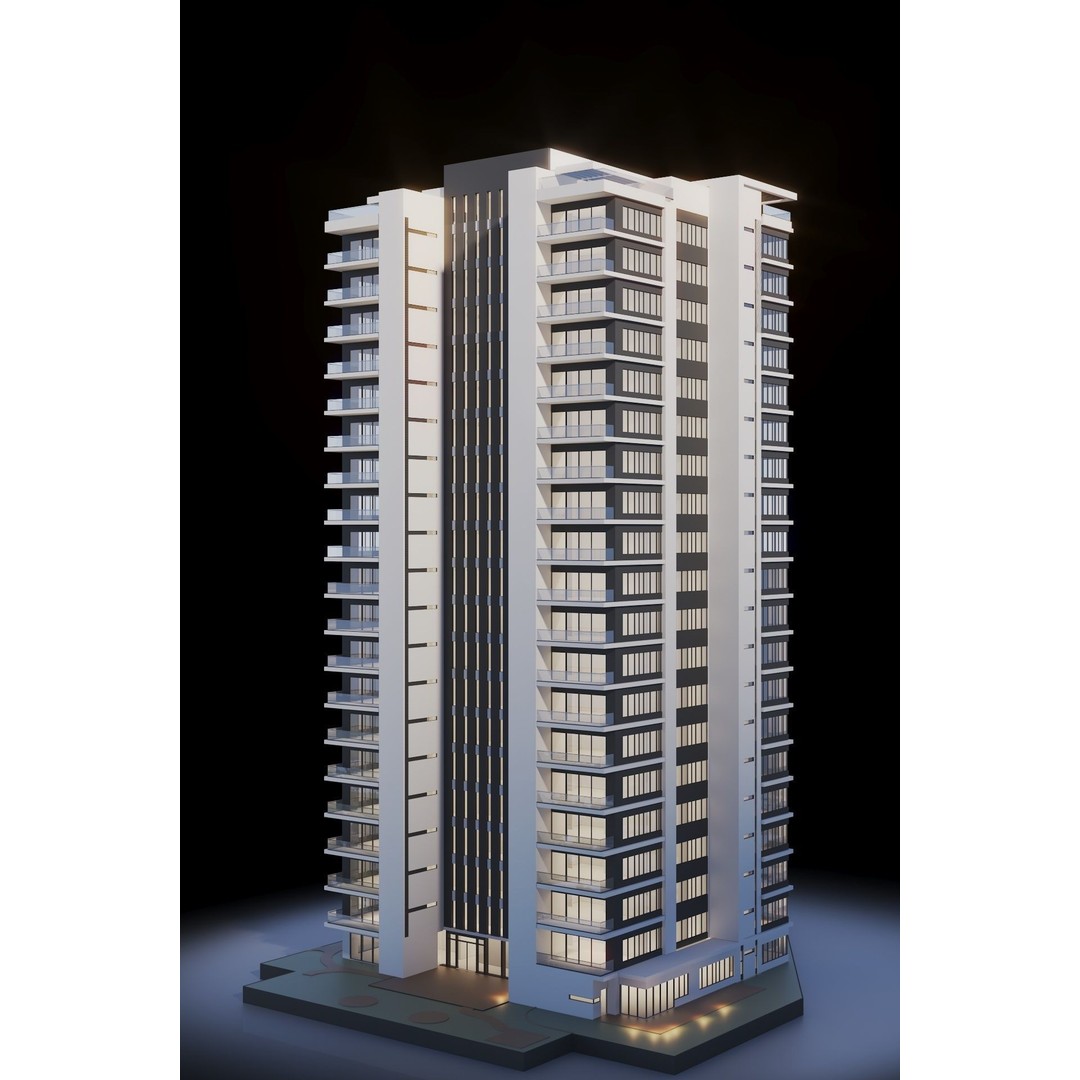 Modern Apartments Building 3D Model – Contemporary Design, FBX, Archviz - View 4