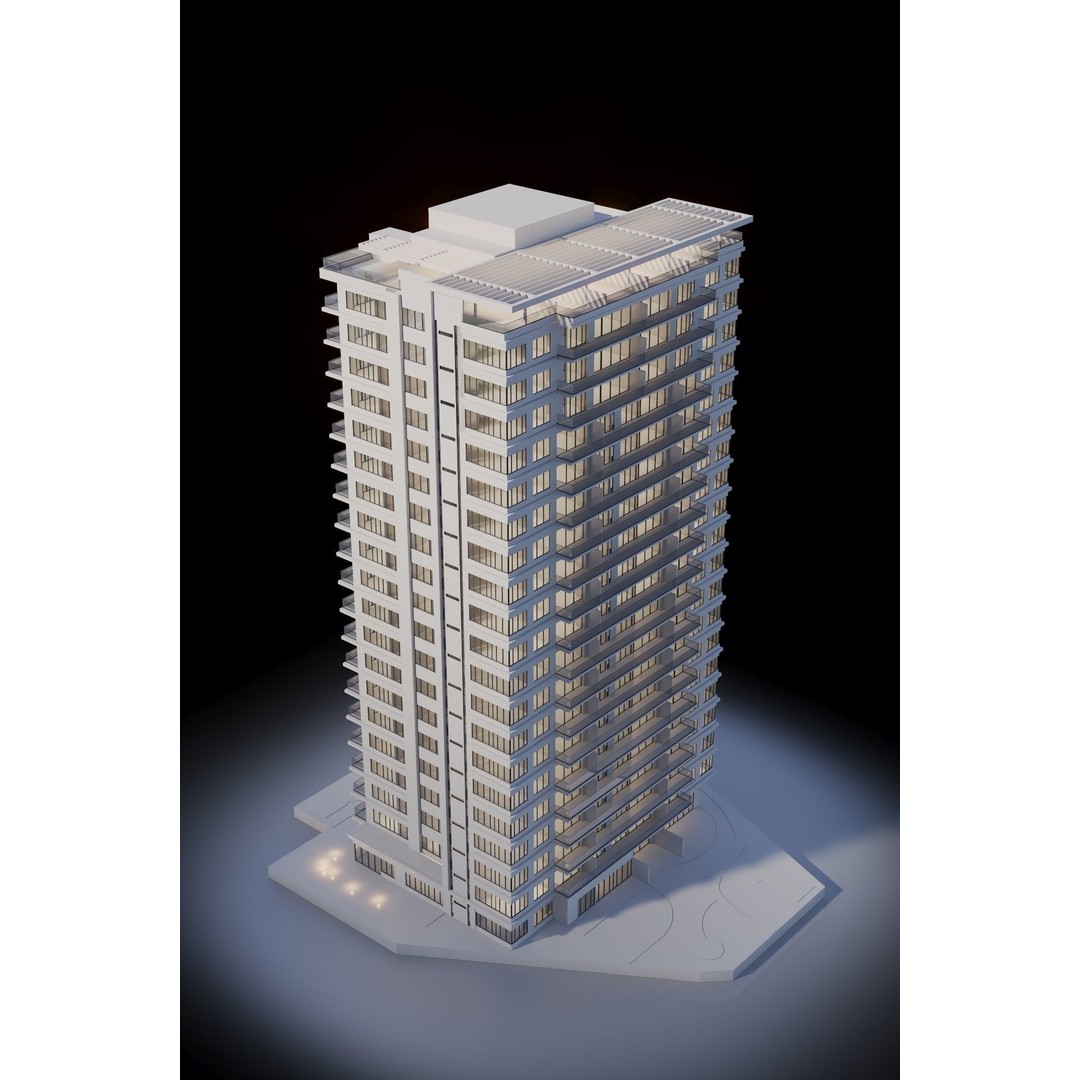 Modern Apartments Building 3D Model – Contemporary Design, FBX, Archviz - View 5