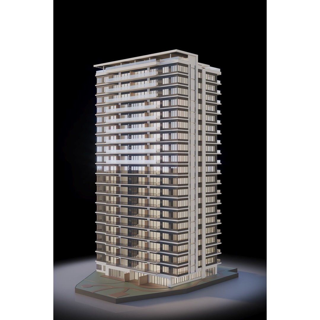 Modern Apartments Building 3D Model – Contemporary Design, FBX, Archviz - View 6