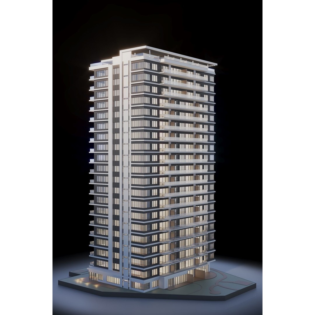 Modern Apartments Building 3D Model – Contemporary Design, FBX, Archviz - View 7