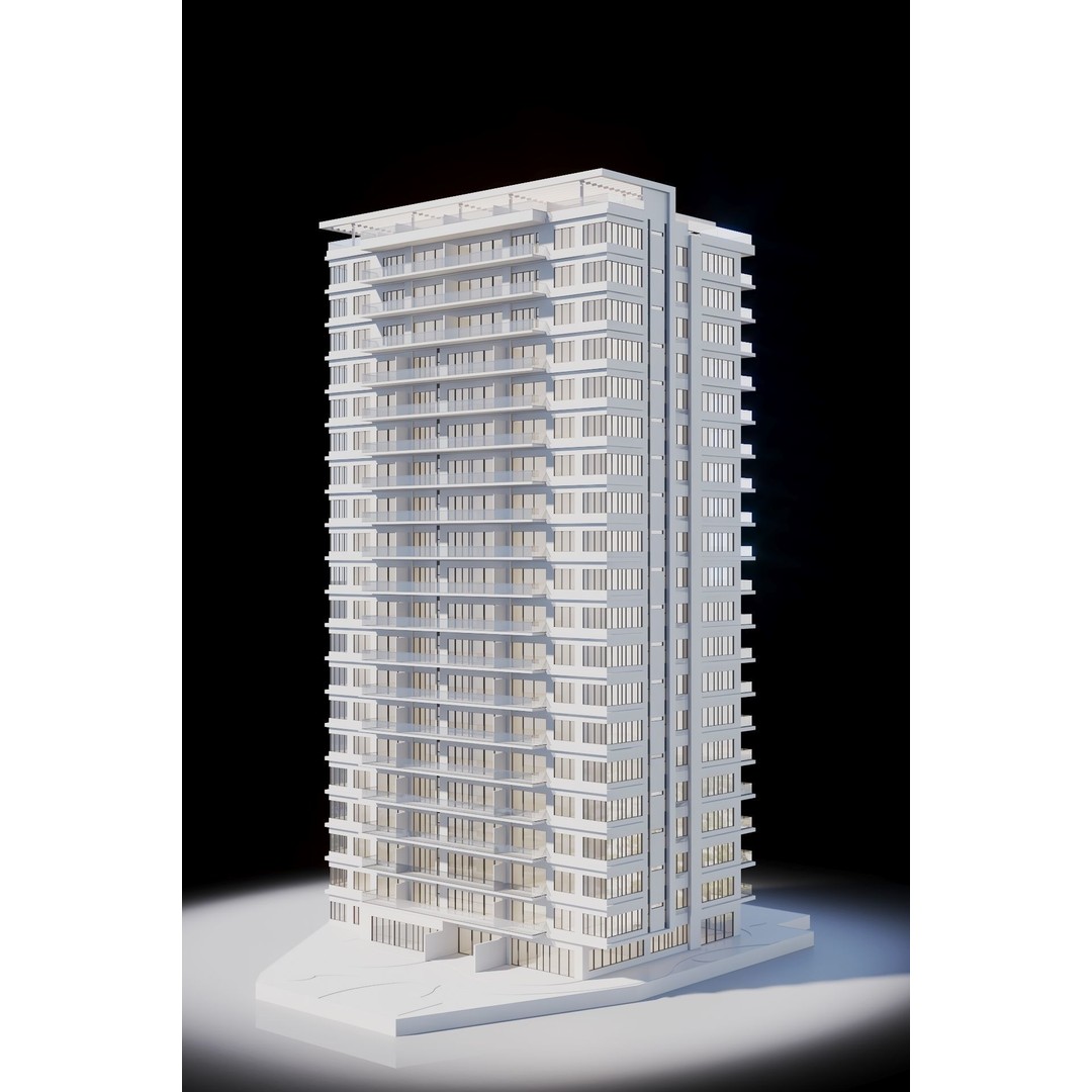 Modern Apartments Building 3D Model – Contemporary Design, FBX, Archviz - View 8
