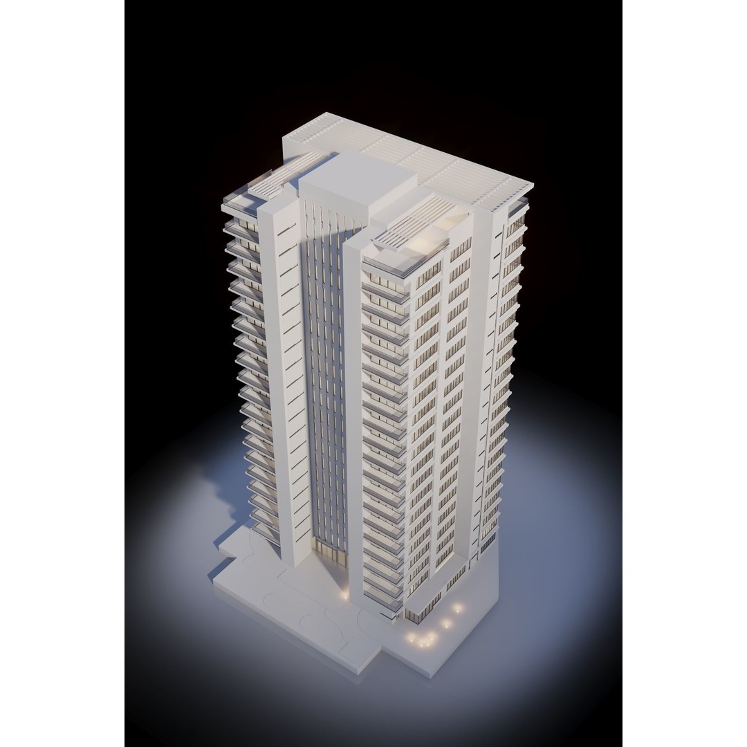 Modern Apartments Building 3D Model – Contemporary Design, FBX, Archviz - View 9