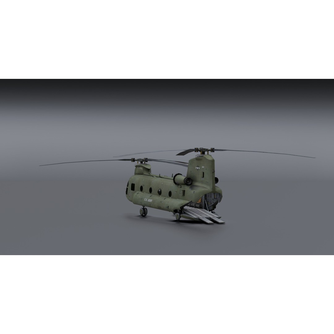 Chinook CH48 3D Model – Low Poly Helicopter for Animation, Blender