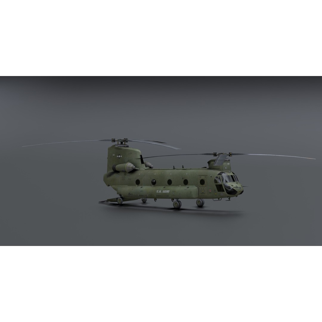 Chinook CH48 3D Model – Low Poly Helicopter for Animation, Blender - View 10
