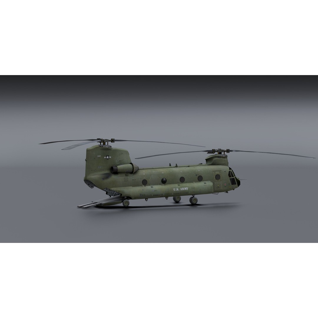 Chinook CH48 3D Model – Low Poly Helicopter for Animation, Blender - View 12
