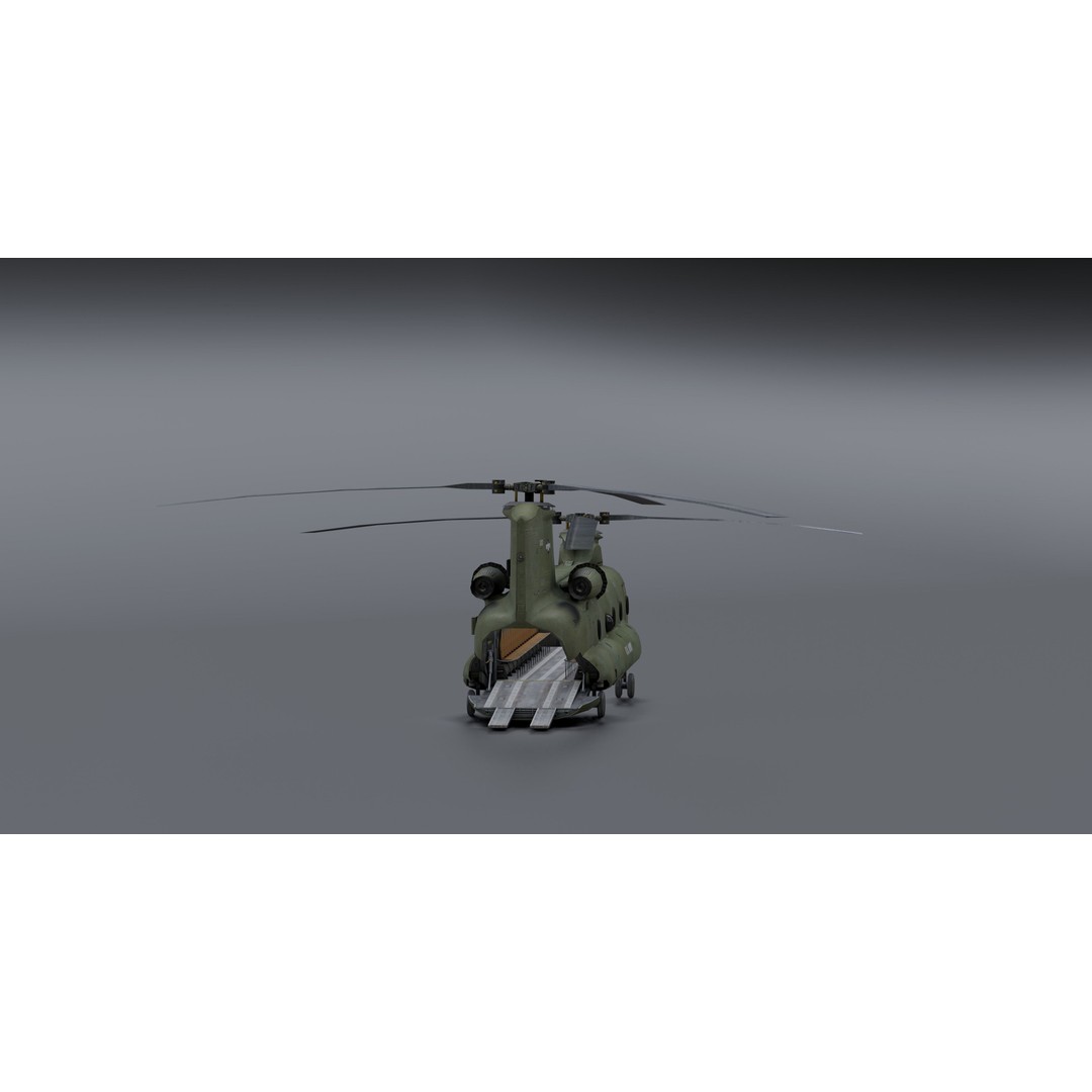 Chinook CH48 3D Model – Low Poly Helicopter for Animation, Blender - View 14