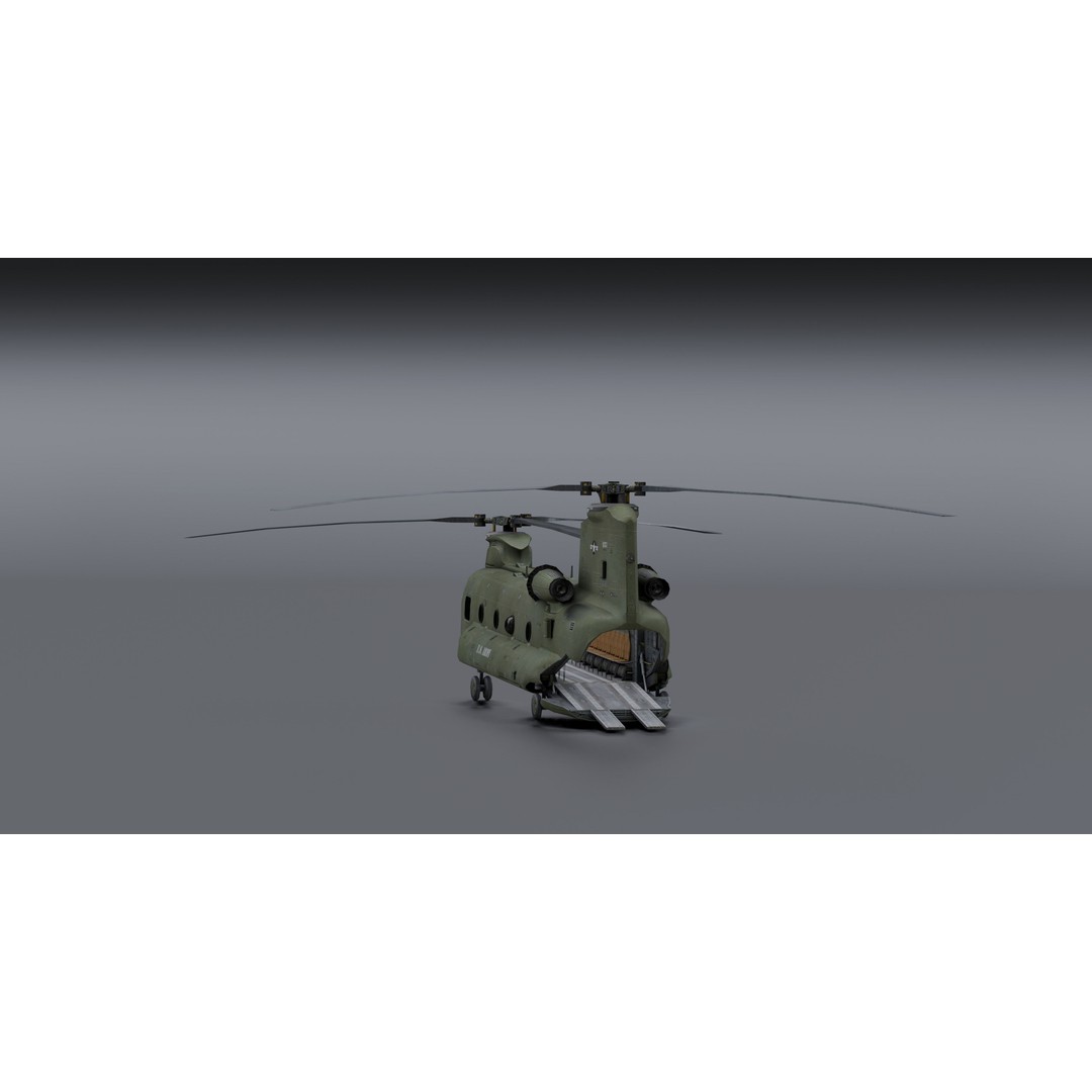 Chinook CH48 3D Model – Low Poly Helicopter for Animation, Blender - View 15