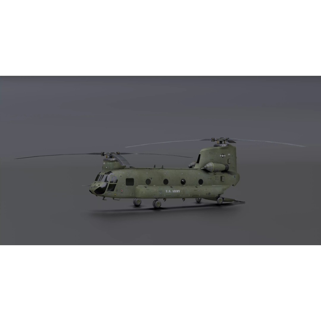 Chinook CH48 3D Model – Low Poly Helicopter for Animation, Blender - View 2