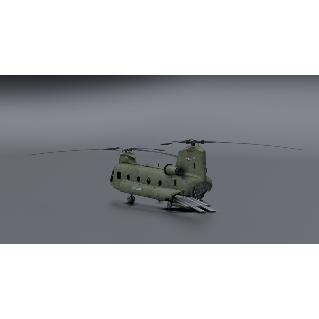 Chinook CH48 3D Model – Low Poly Helicopter for Animation, Blender - View 3