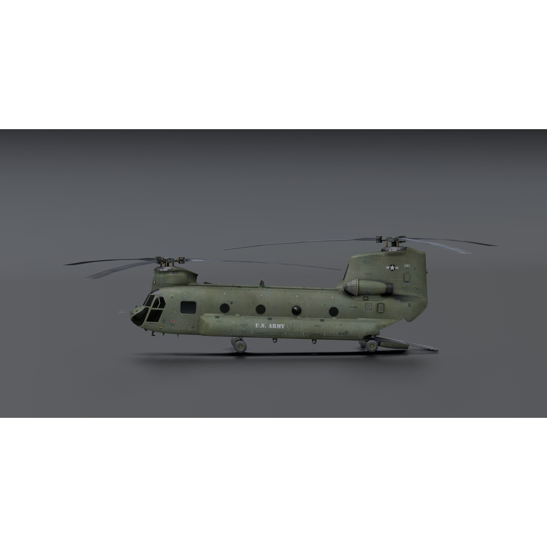 Chinook CH48 3D Model – Low Poly Helicopter for Animation, Blender - View 7