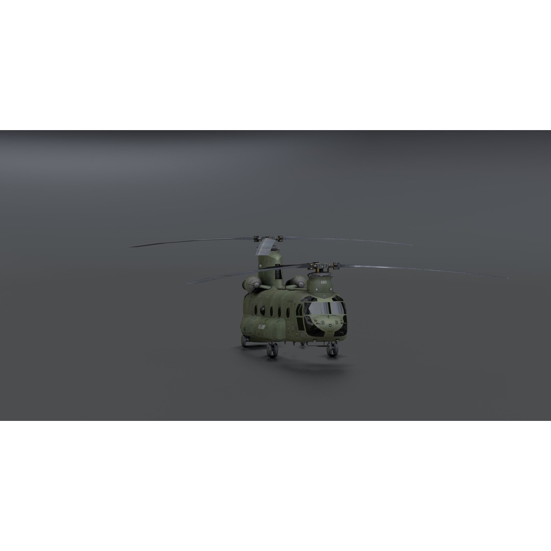 Chinook CH48 3D Model – Low Poly Helicopter for Animation, Blender - View 9