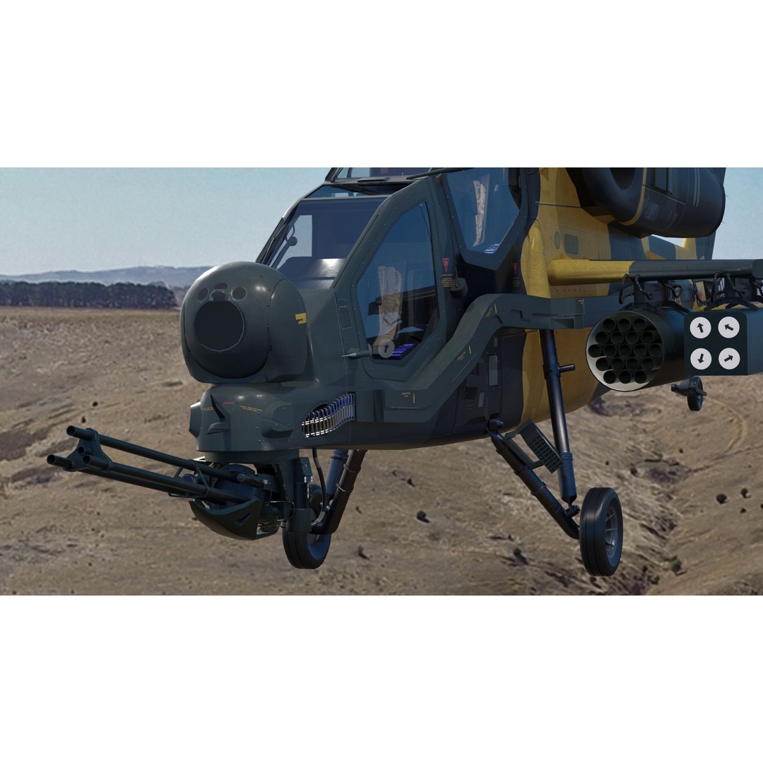Atak T129 Helicopter 3D Model – Rigged Low-Poly Asset, FBX - View 10