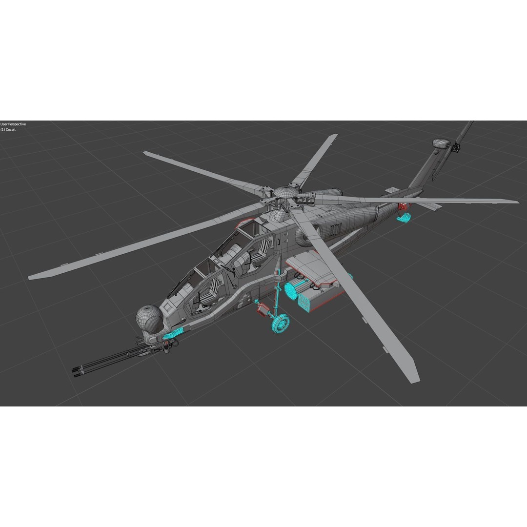 Atak T129 Helicopter 3D Model – Rigged Low-Poly Asset, FBX - View 18