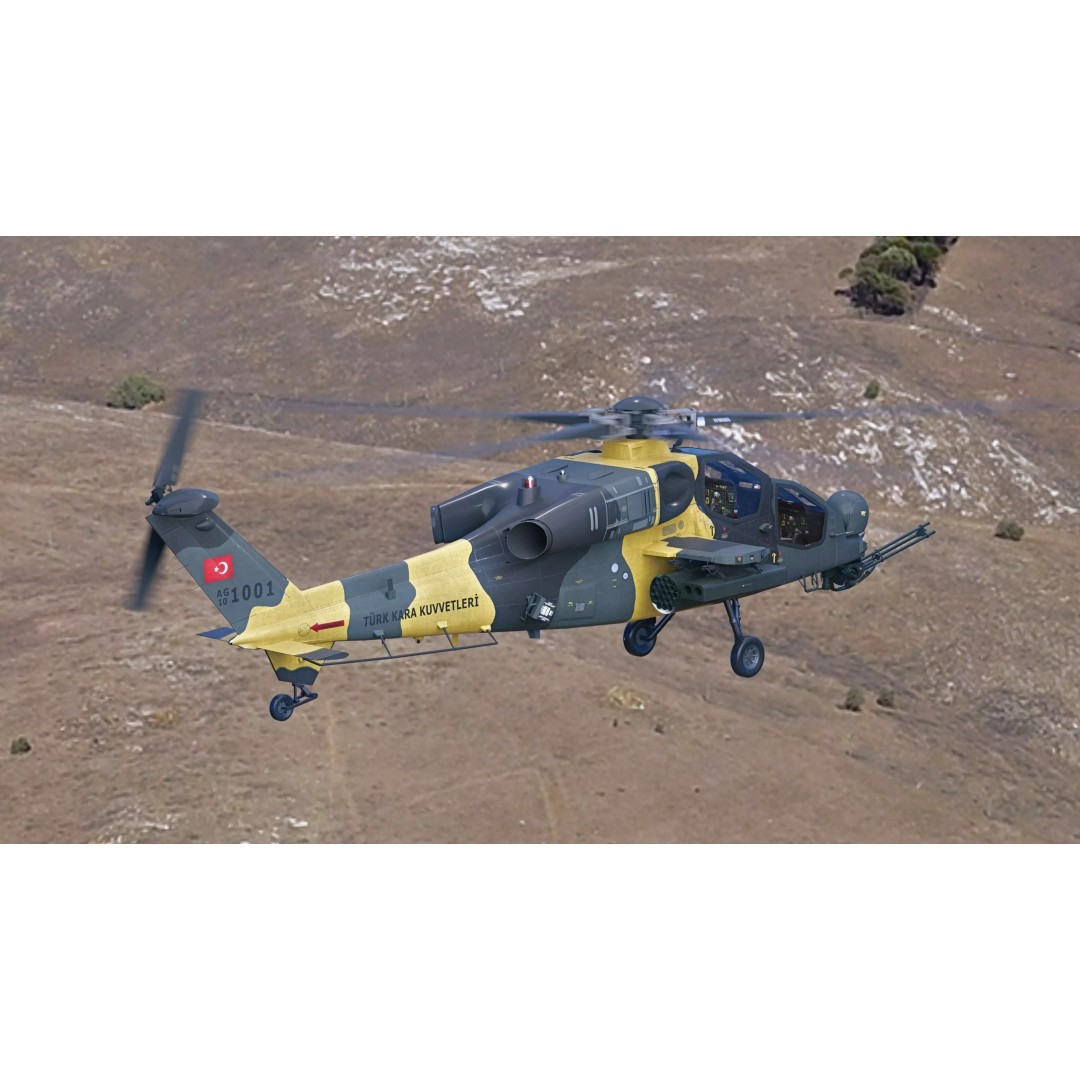 Atak T129 Helicopter 3D Model – Rigged Low-Poly Asset, FBX - View 2