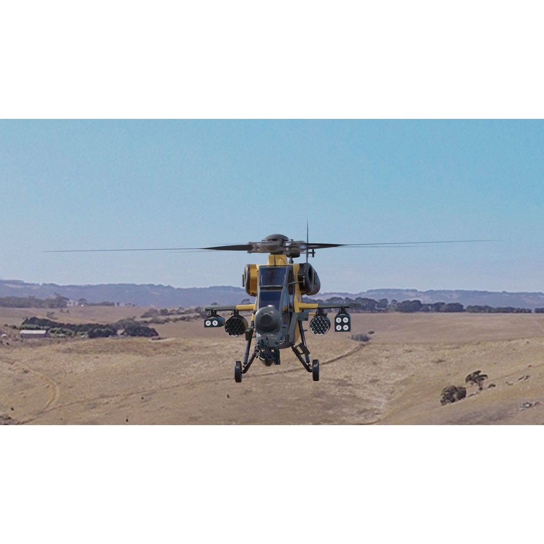 Atak T129 Helicopter 3D Model – Rigged Low-Poly Asset, FBX - View 4