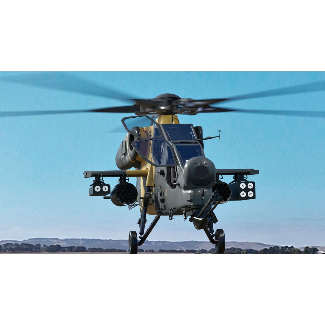 Atak T129 Helicopter 3D Model – Rigged Low-Poly Asset, FBX - View 5