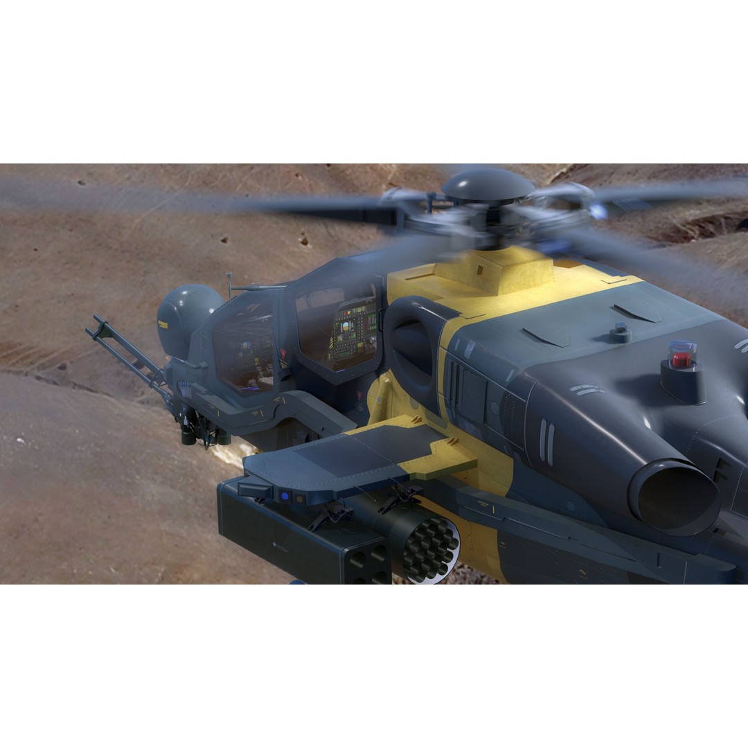 Atak T129 Helicopter 3D Model – Rigged Low-Poly Asset, FBX - View 9