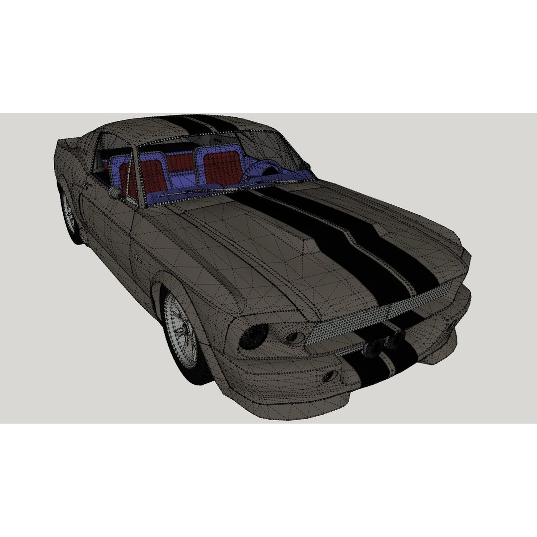 Mustang Eleanor 3D Model – Low Poly Classic Car, FBX, Game Ready - View 11