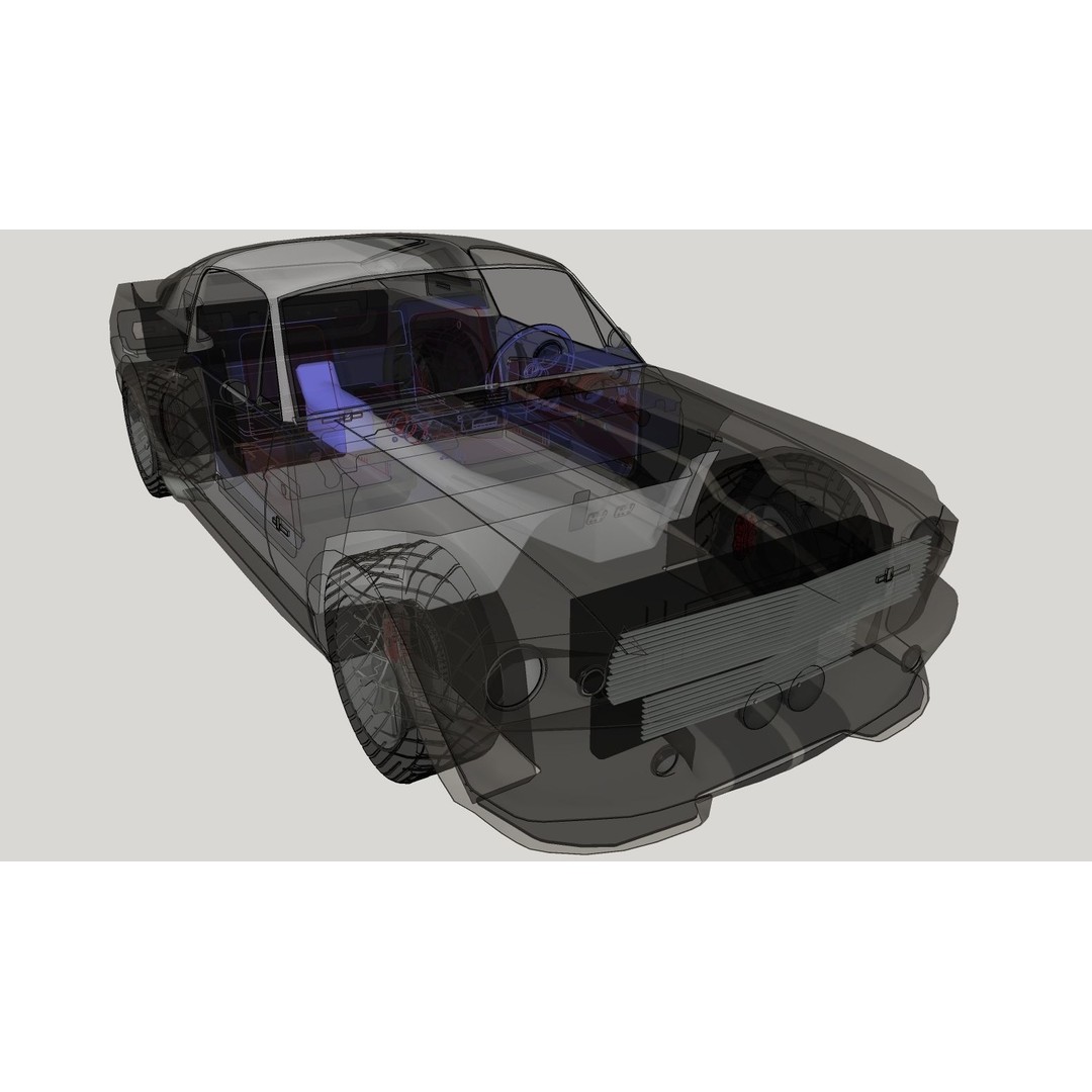 Mustang Eleanor 3D Model – Low Poly Classic Car, FBX, Game Ready - View 13