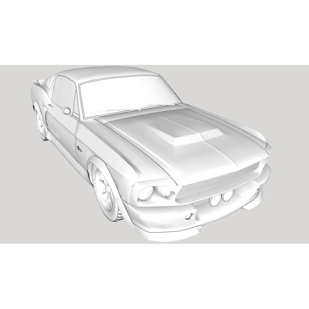 Mustang Eleanor 3D Model – Low Poly Classic Car, FBX, Game Ready - View 14