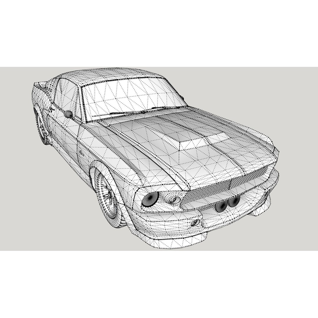 Mustang Eleanor 3D Model – Low Poly Classic Car, FBX, Game Ready - View 15