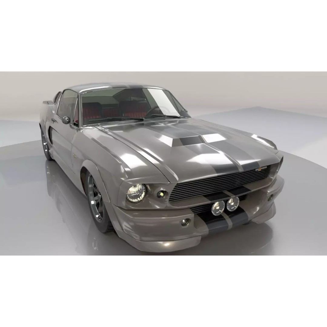 Mustang Eleanor 3D Model – Low Poly Classic Car, FBX, Game Ready - View 2