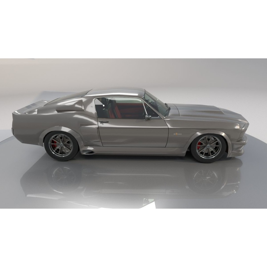 Mustang Eleanor 3D Model – Low Poly Classic Car, FBX, Game Ready - View 4