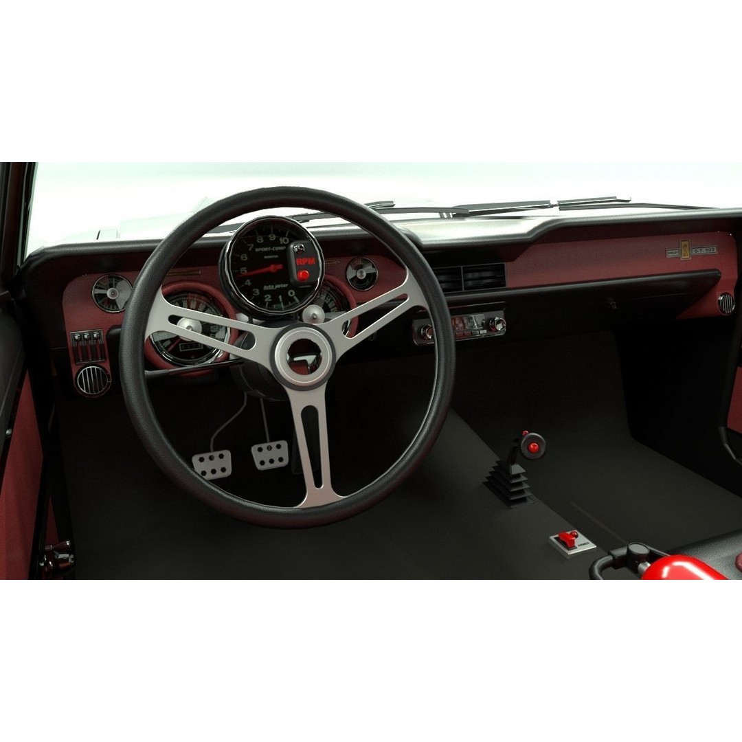 Mustang Eleanor 3D Model – Low Poly Classic Car, FBX, Game Ready - View 9