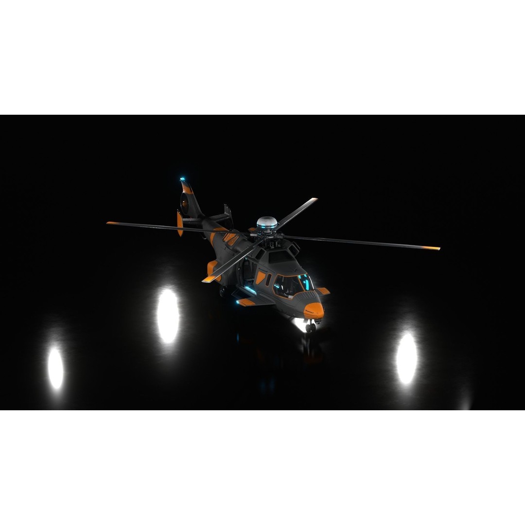 Sci-fi Helicopter 3D Model – Low Poly PBR Game Asset, FBX, OBJ